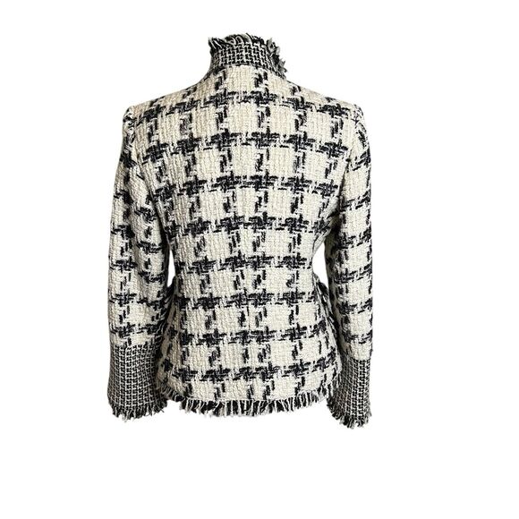 Vintage Harve Benard Holtzman Wool Blend Blazer Black White Zip Front Size 6P - Picture 6 of 13